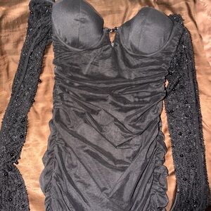 Oh Polly Black Satin Fabric